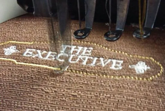 the executive logo embroidery malta white brown mat